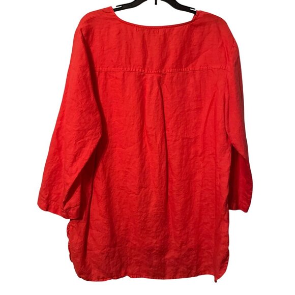 Company Ellen Tracy Sz XL Coral Linen Tunic With Zipper Detail & Front Pockets - Picture 11 of 12